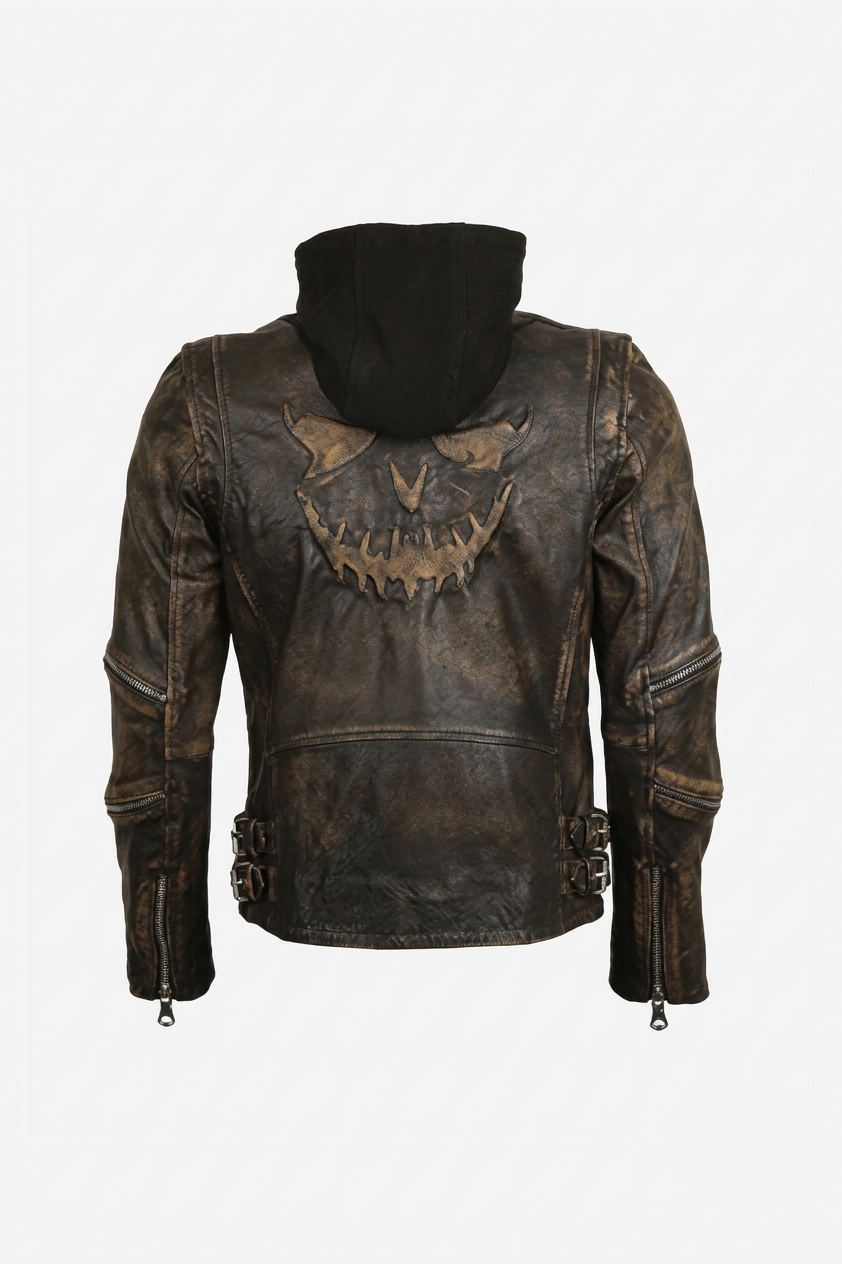 Hooded Cafe Racer Leather Jacket