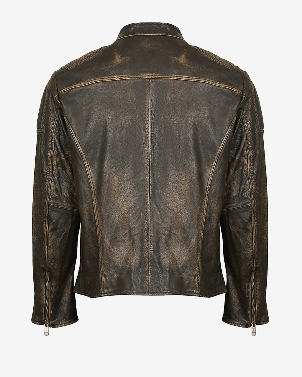 Distressed Cafe Racer Leather Jacket
