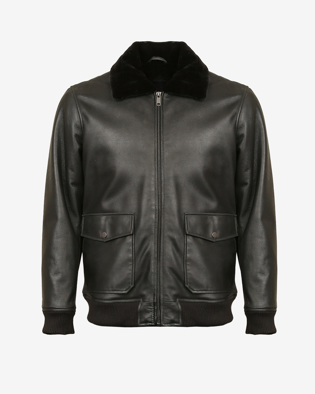 Arturo Bomber Leather Jacket With Fur Collar