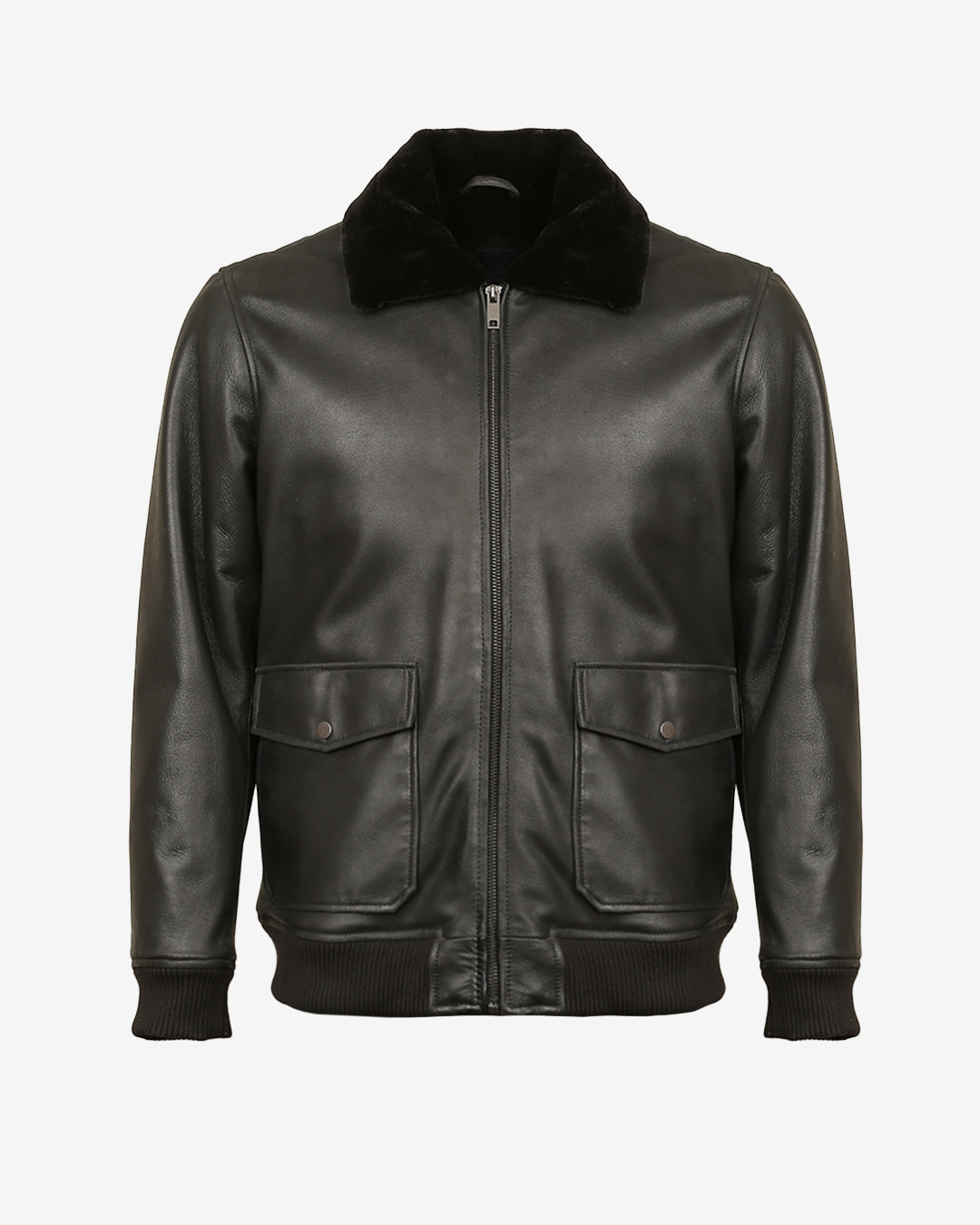 Arturo Bomber Leather Jacket With Fur Collar