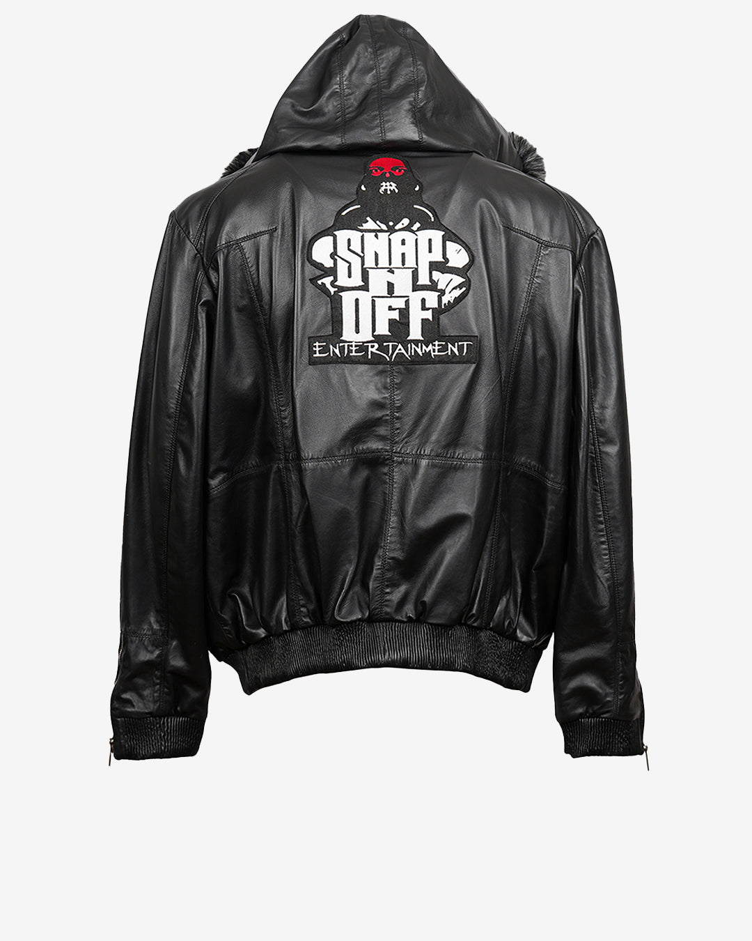 Bomber Leather Jacket With Fur Hoodie
