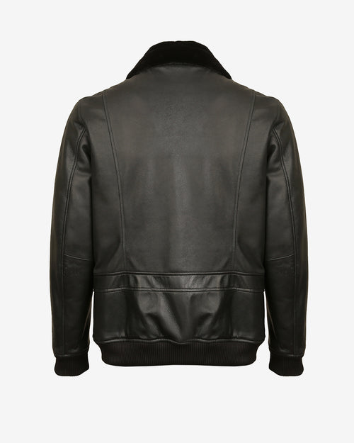 Arturo Bomber Leather Jacket With Fur Collar