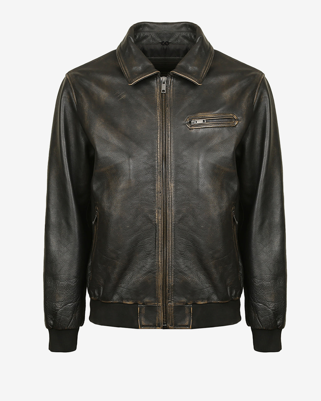 Vintage Leather Bomber Jacket