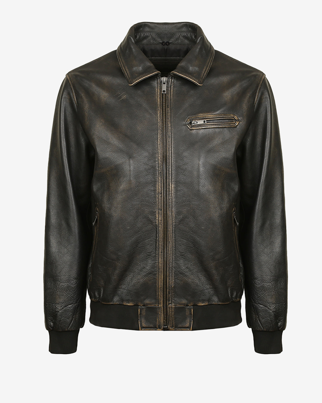 Vintage Leather Bomber Jacket