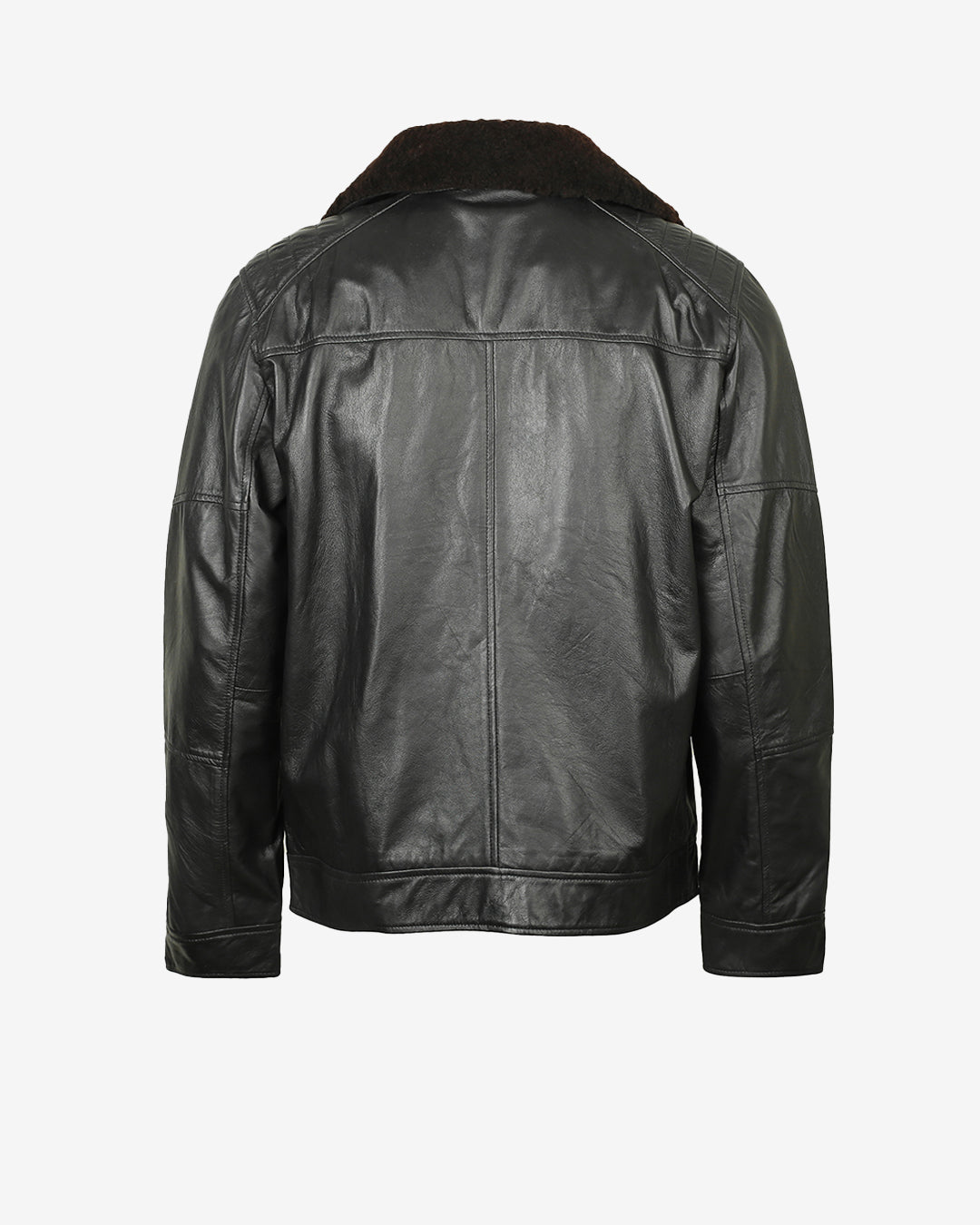 Biker Leather Jacket With Fur Collar