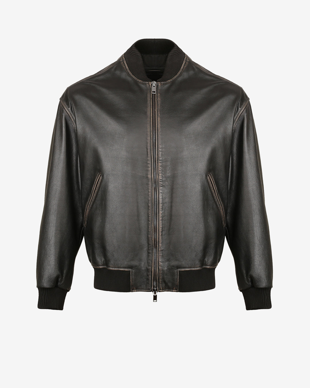 Oversized Bomber Leather Jacket