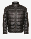 Hooded Leather Puffer Jacket