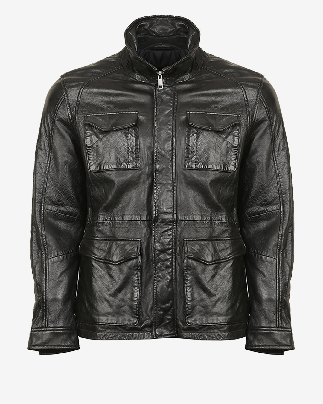 Utility Leather Field Jacket