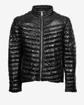 Black Quilted Leather Puffer Jacket
