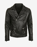 Quilted Shoulder Biker Leather Jacket