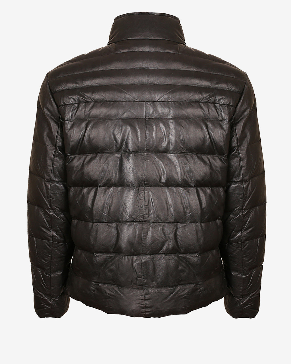 Hooded Leather Puffer Jacket