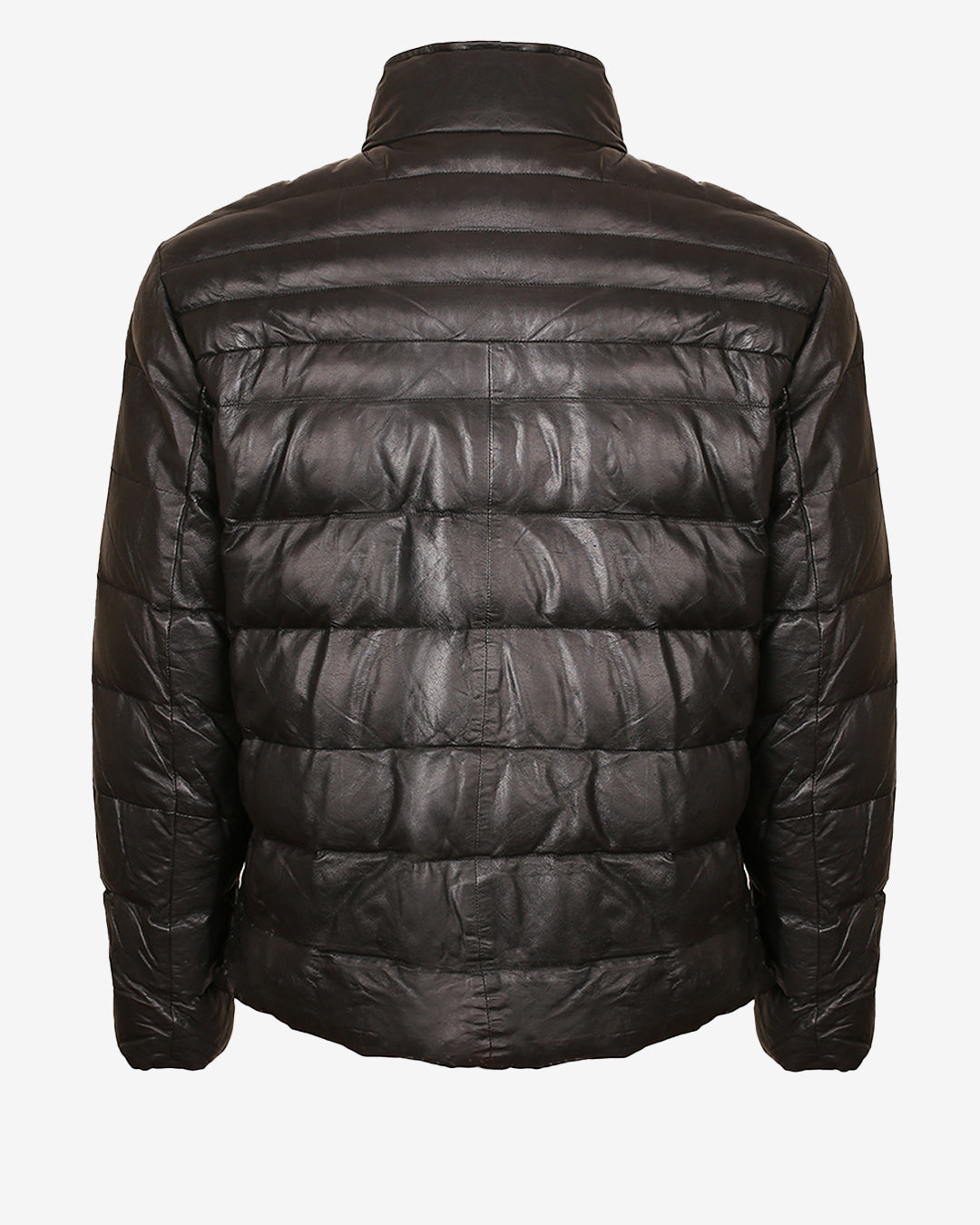 Hooded Leather Puffer Jacket