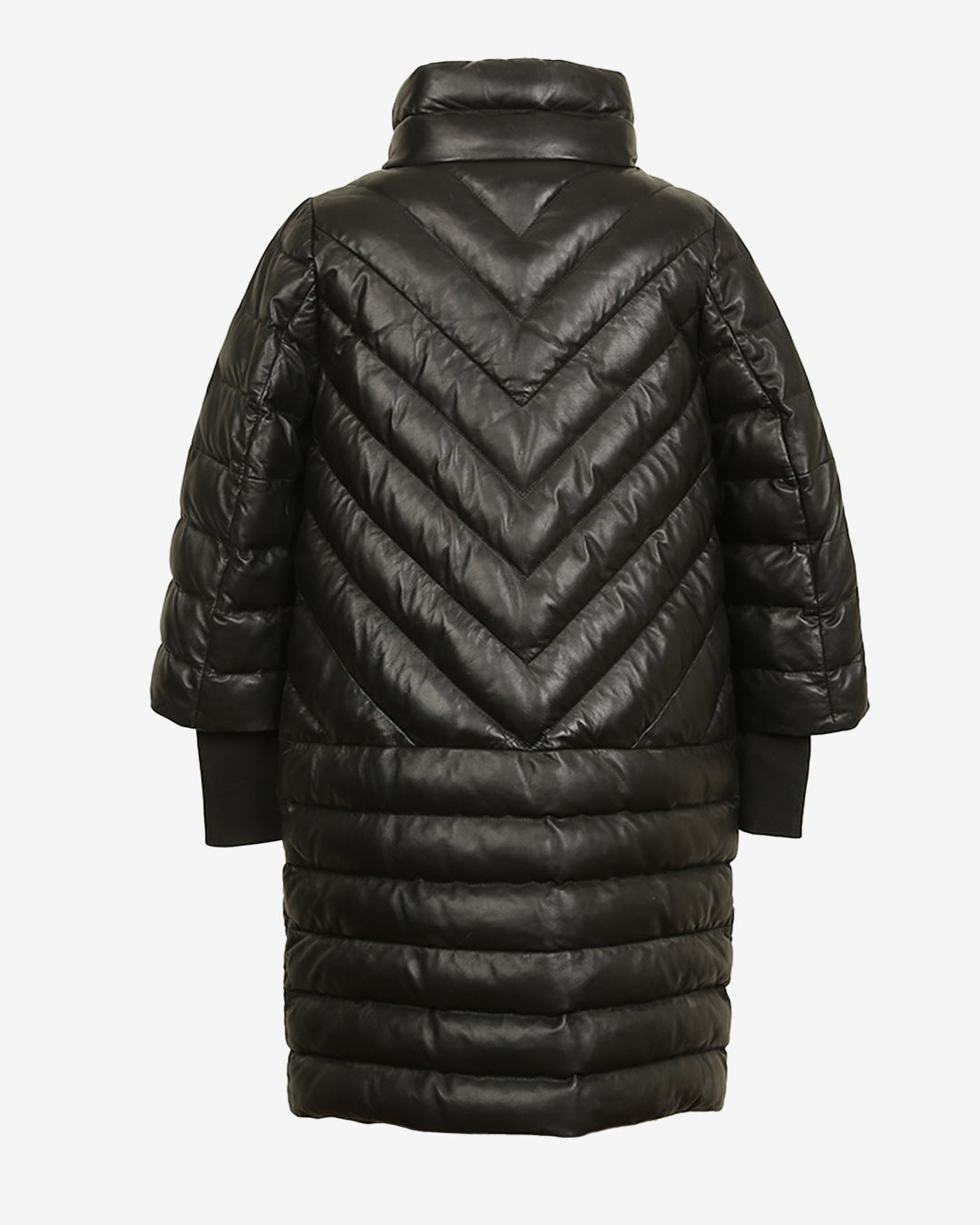 Chevron Puffer Leather Jacket
