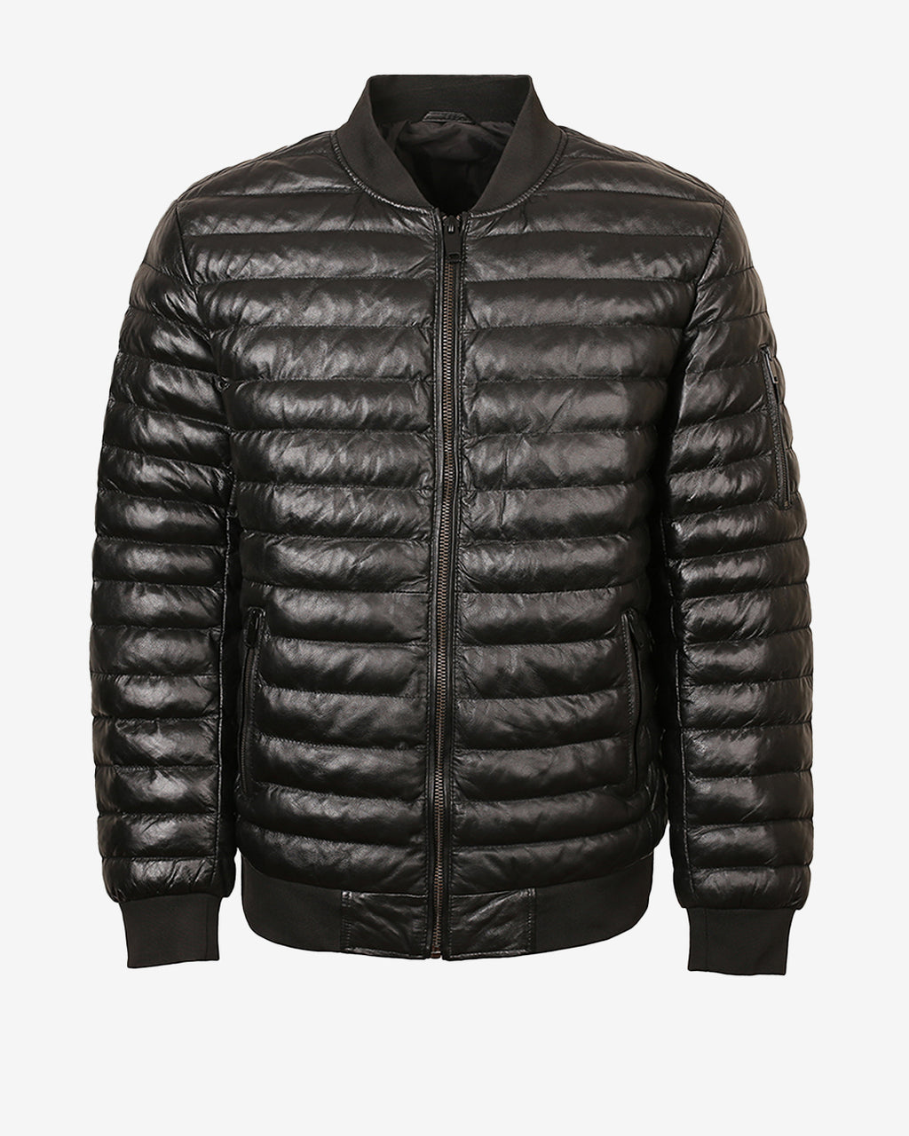 Quilted Leather Bomber Jacket
