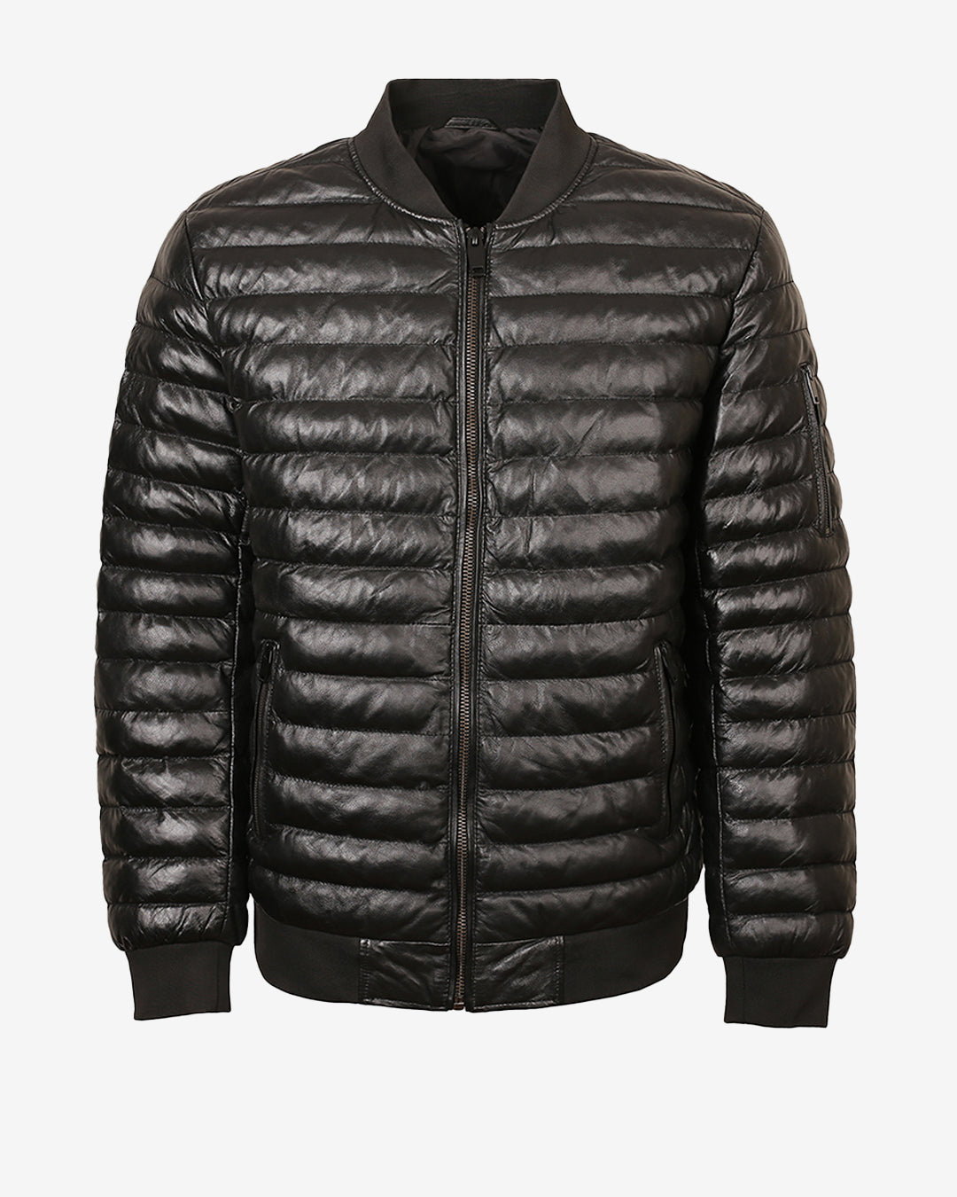 Quilted Leather Bomber Jacket