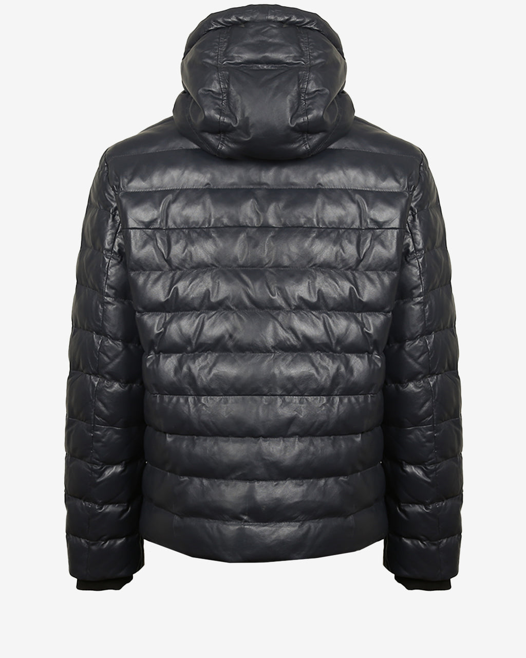 Hooded Quilted Leather Puffer Jacket