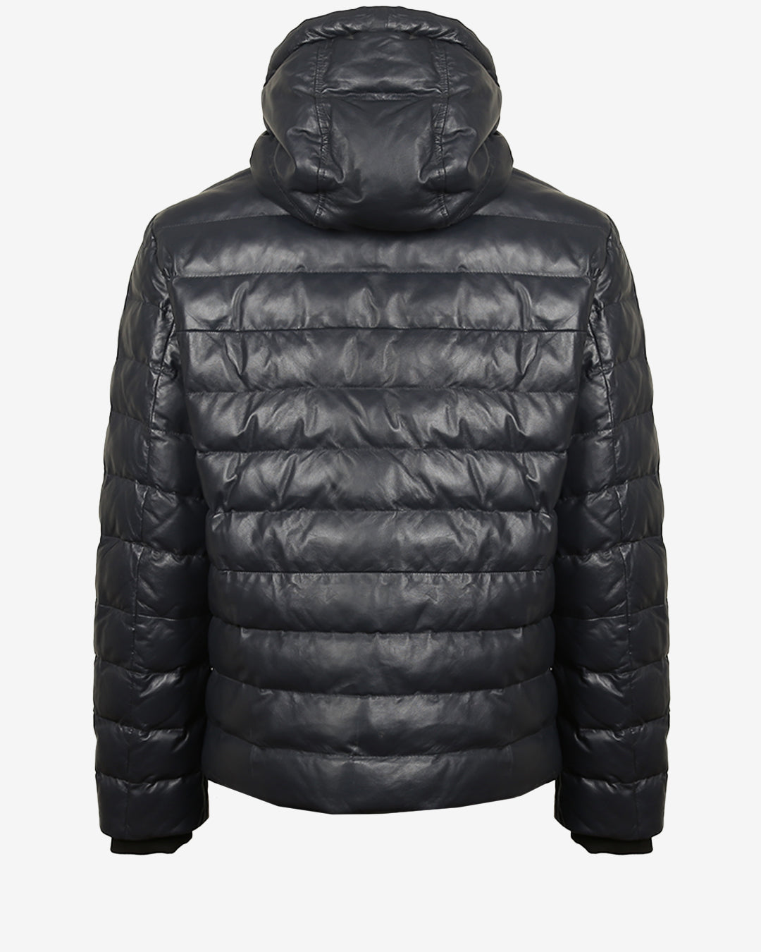 Hooded Quilted Leather Puffer Jacket