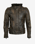 Hooded Cafe Racer Leather Jacket
