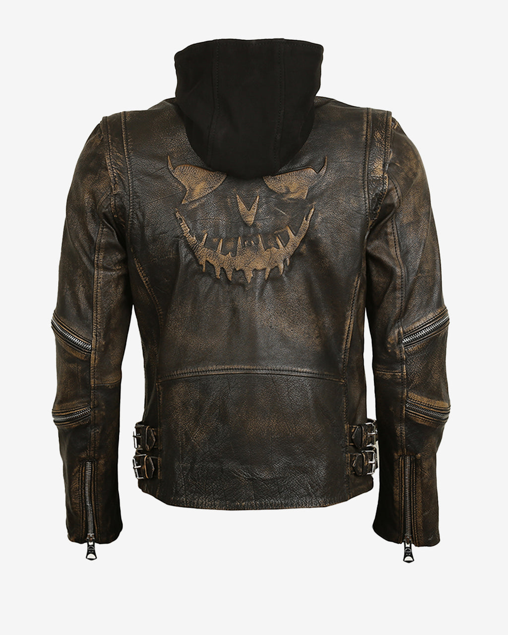 Hooded Cafe Racer Leather Jacket