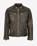 Distressed Cafe Racer Leather Jacket