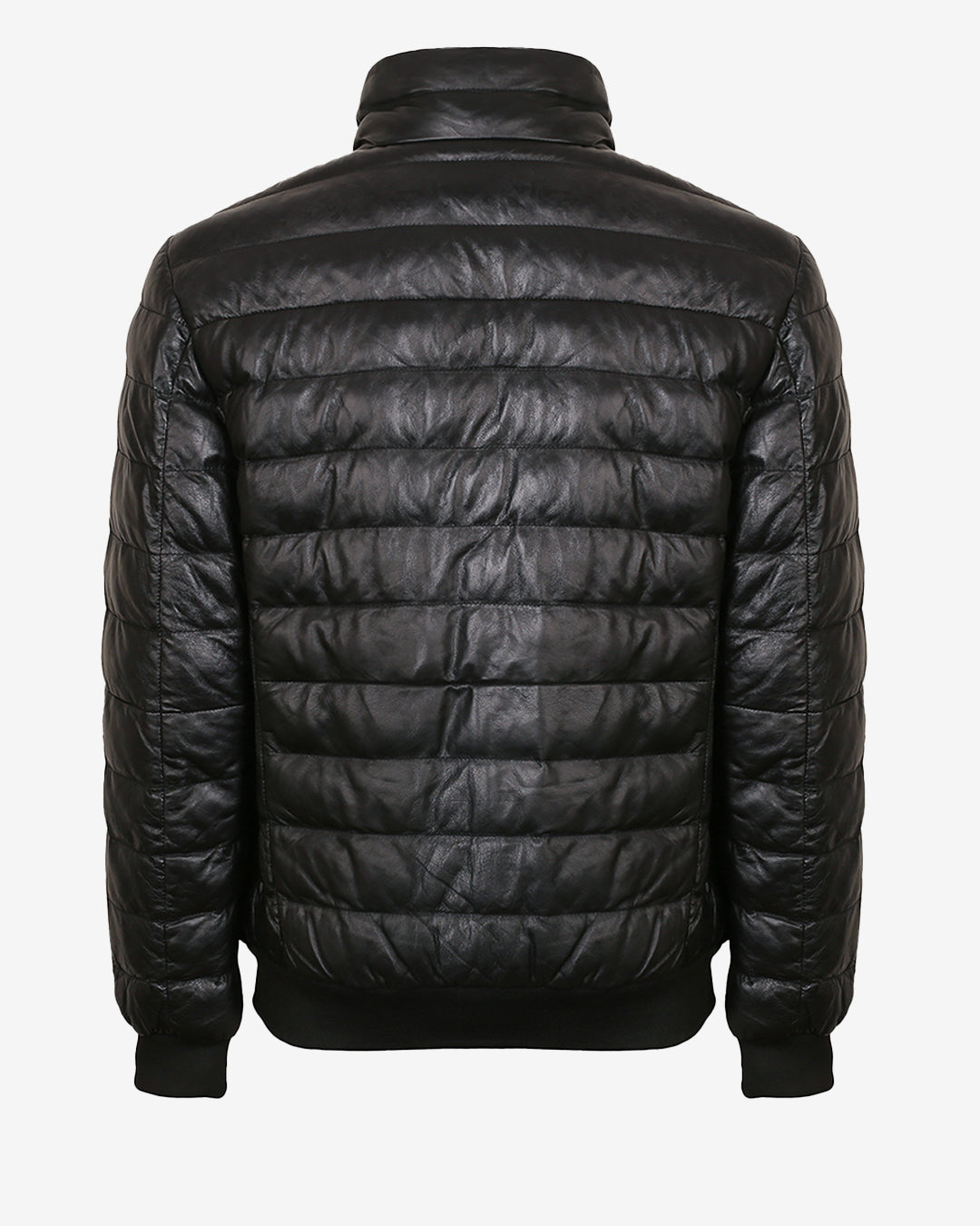Puffer Bomber Leather Jacket