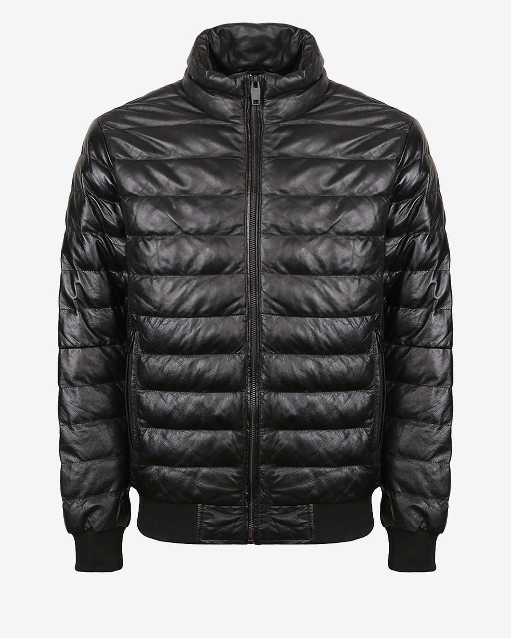 Puffer Bomber Leather Jacket