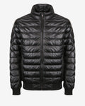 Puffer Bomber Leather Jacket