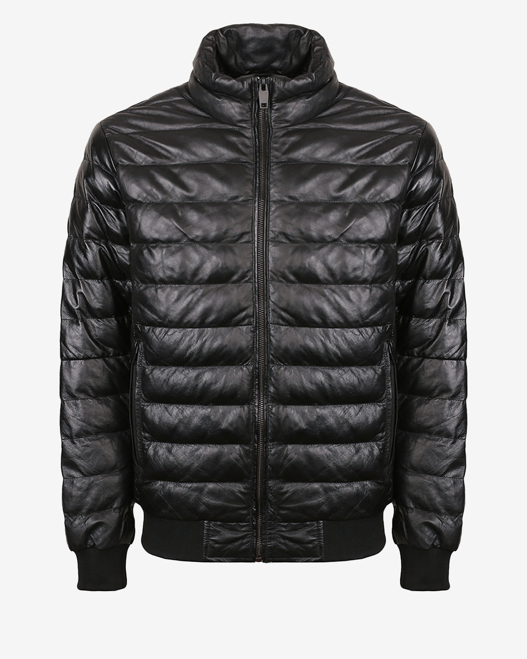 Puffer Bomber Leather Jacket