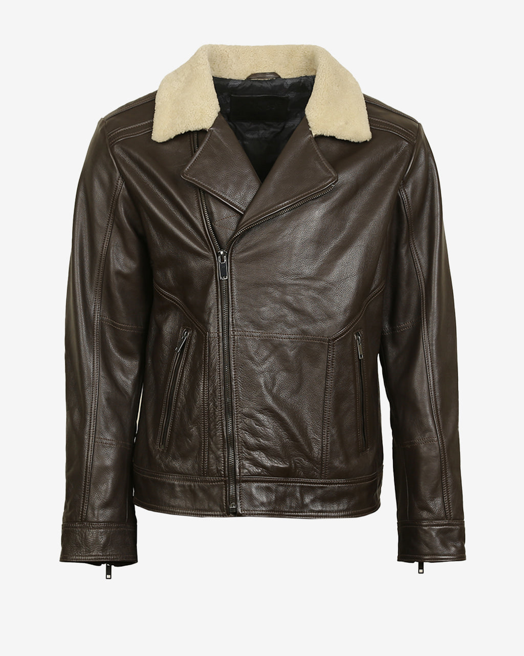 Shearling biker Leather Jacket