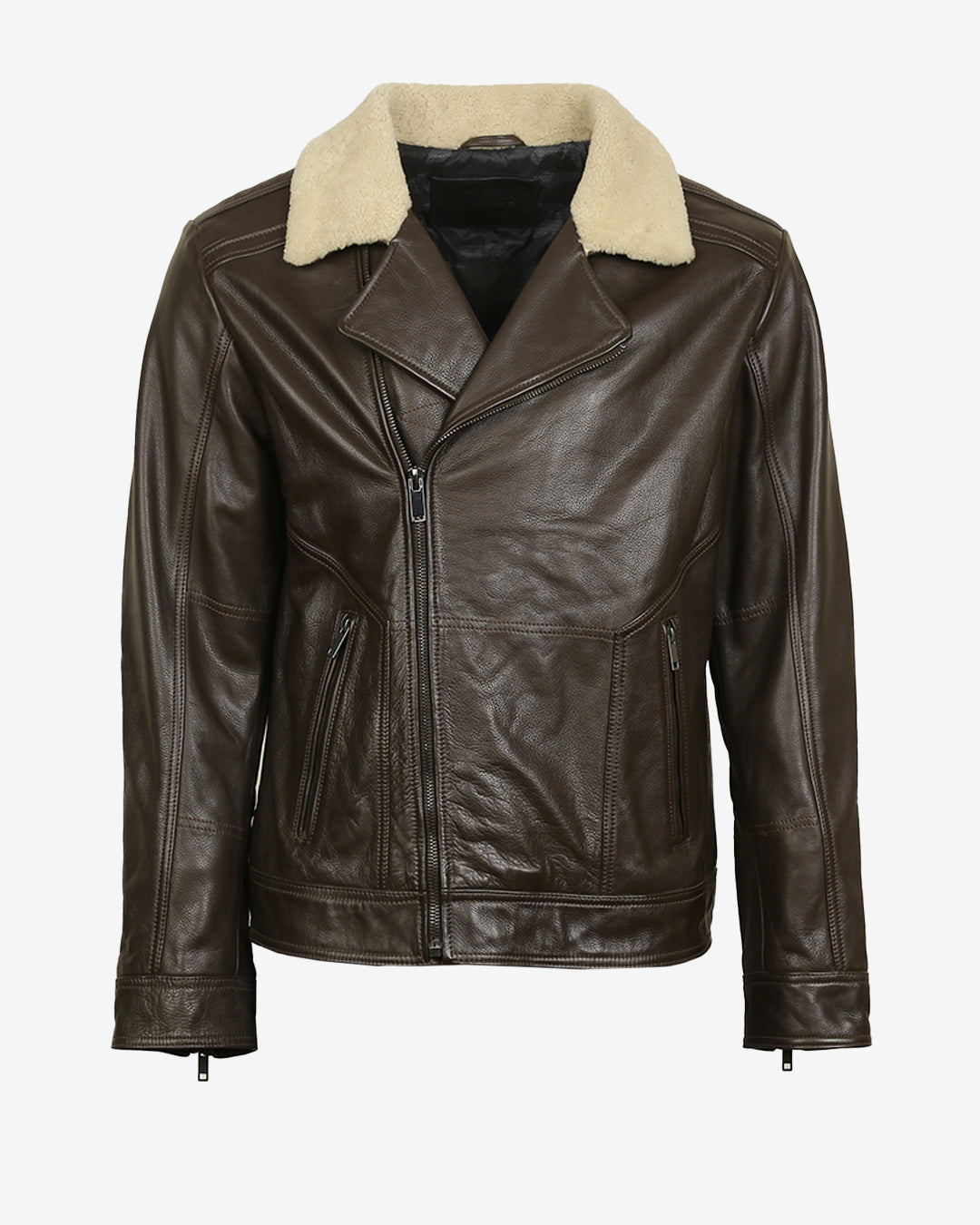 Shearling biker Leather Jacket